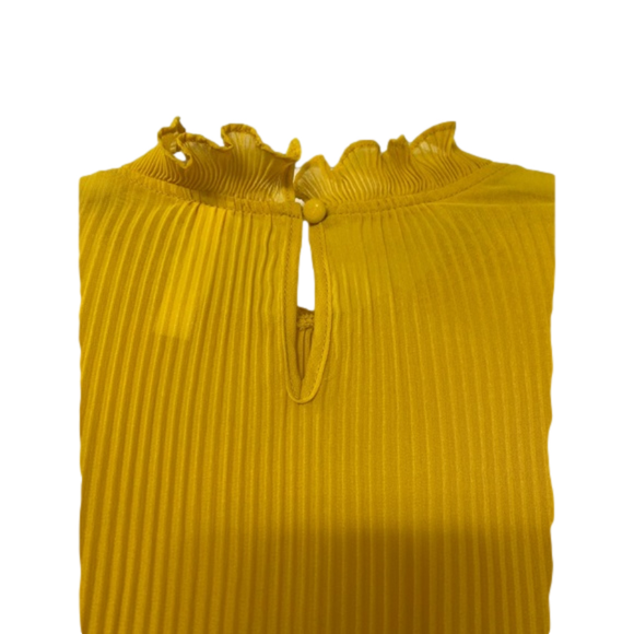 Lovesong Mustard Ruffle Sleeve Blouse - Picture 4 of 10